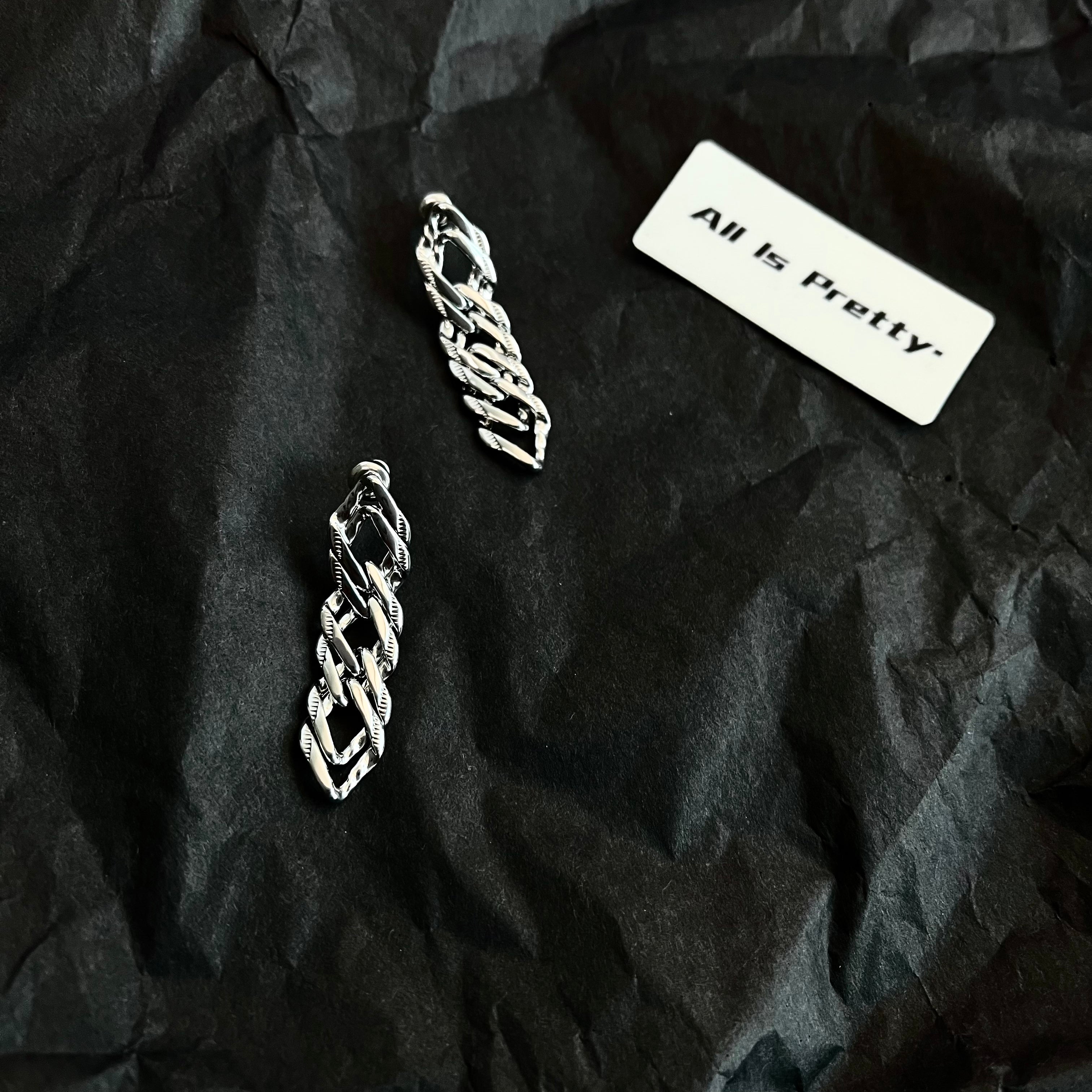 Geometry chain drop earrings