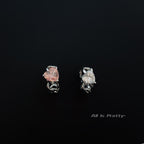 Pink heart crystal chain ring