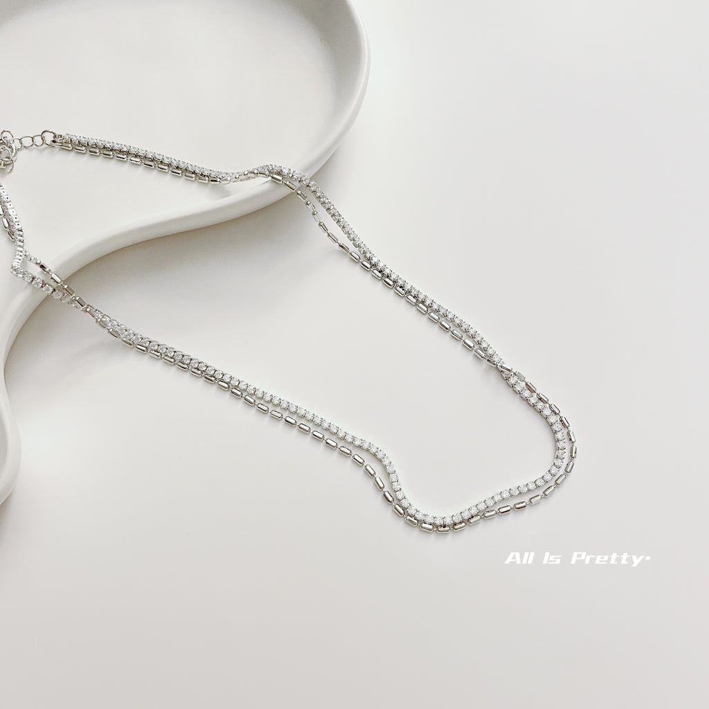 Zirconia & Gold Dual-Layer Necklace