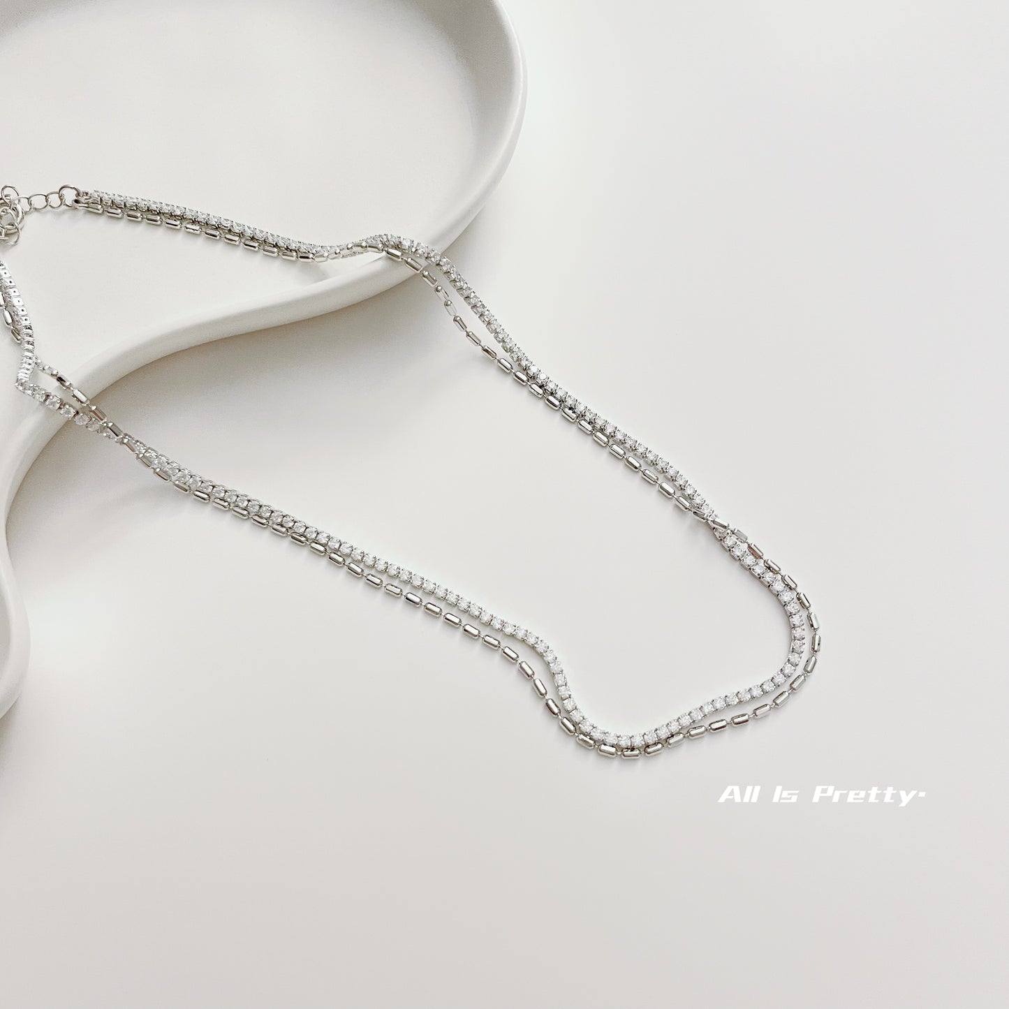 Zirconia & Gold Dual-Layer Necklace