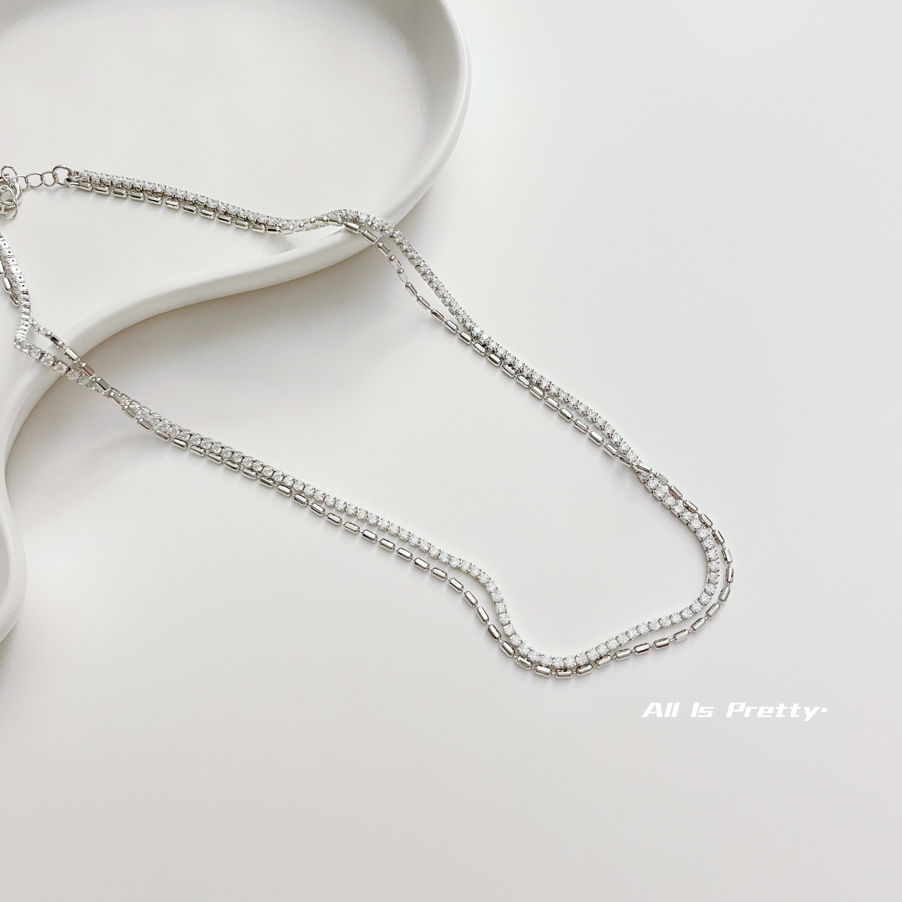Zirconia & Gold Dual-Layer Necklace