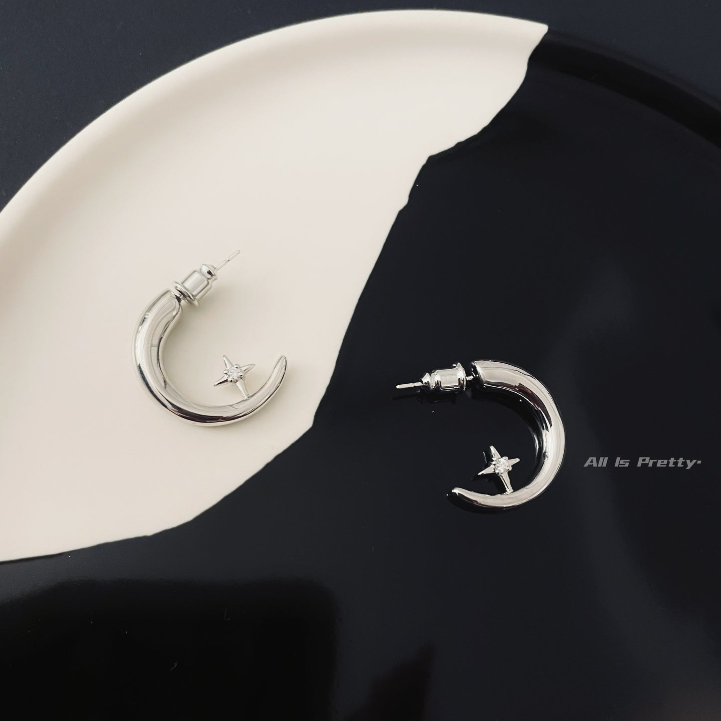 Moon star hoop earrings
