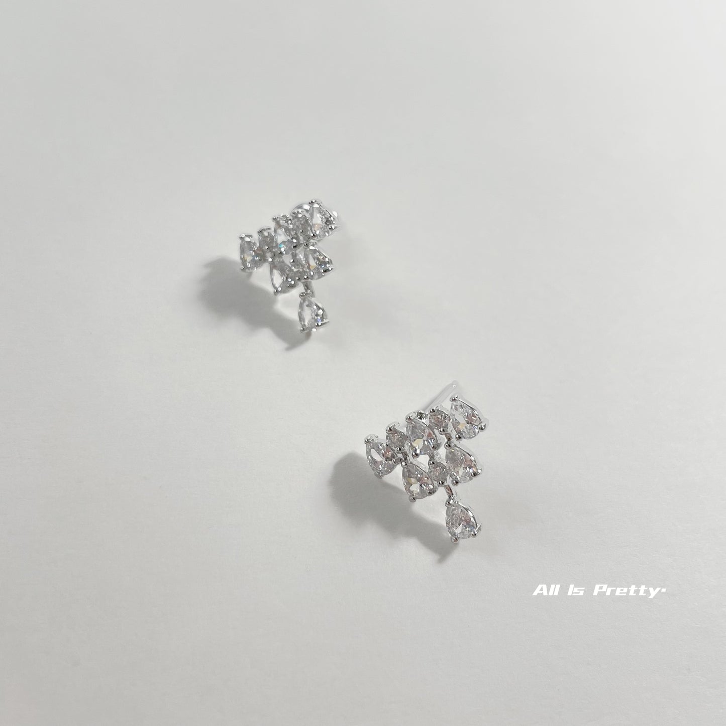 Crystal gold plated studded earrings