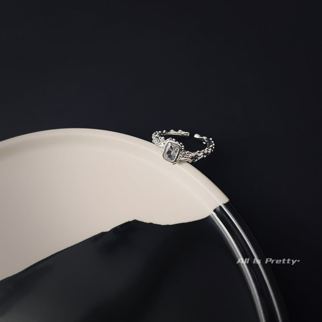 Ice textured open ring