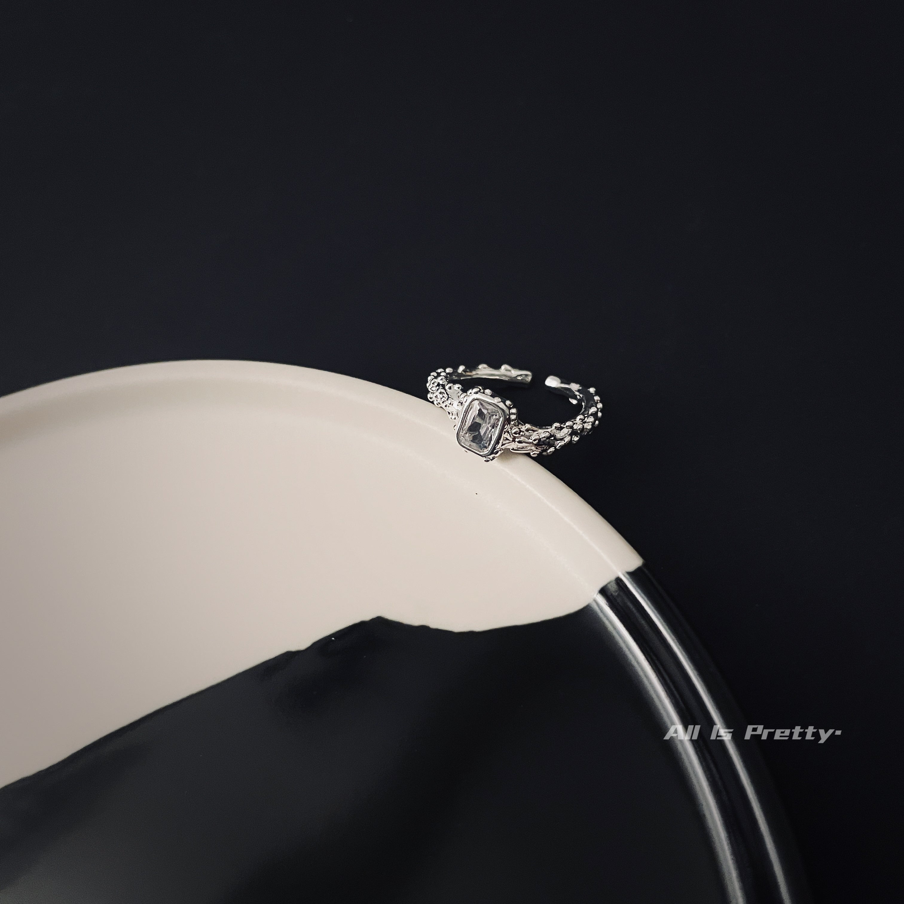 Ice textured open ring