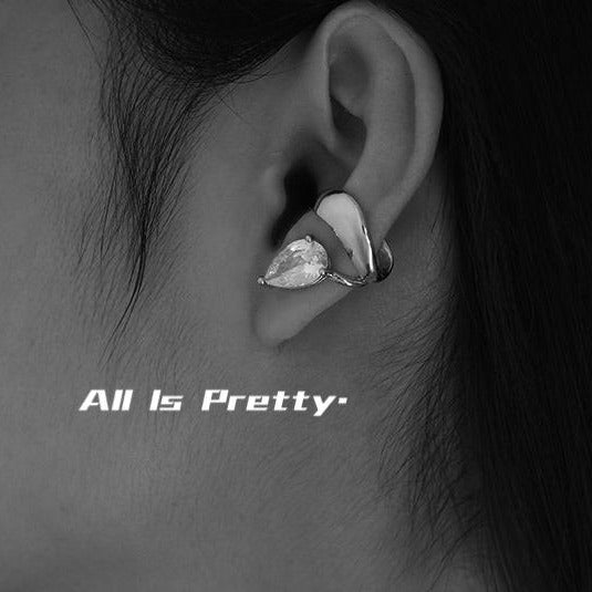 Tear drop crystal earring cuff (single)