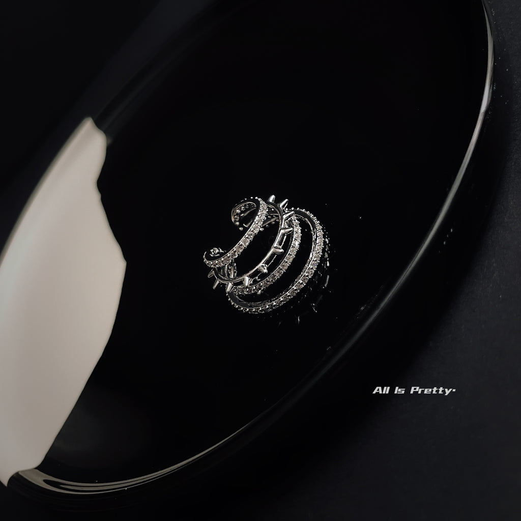 Layered stars crystal cuff earring(single)