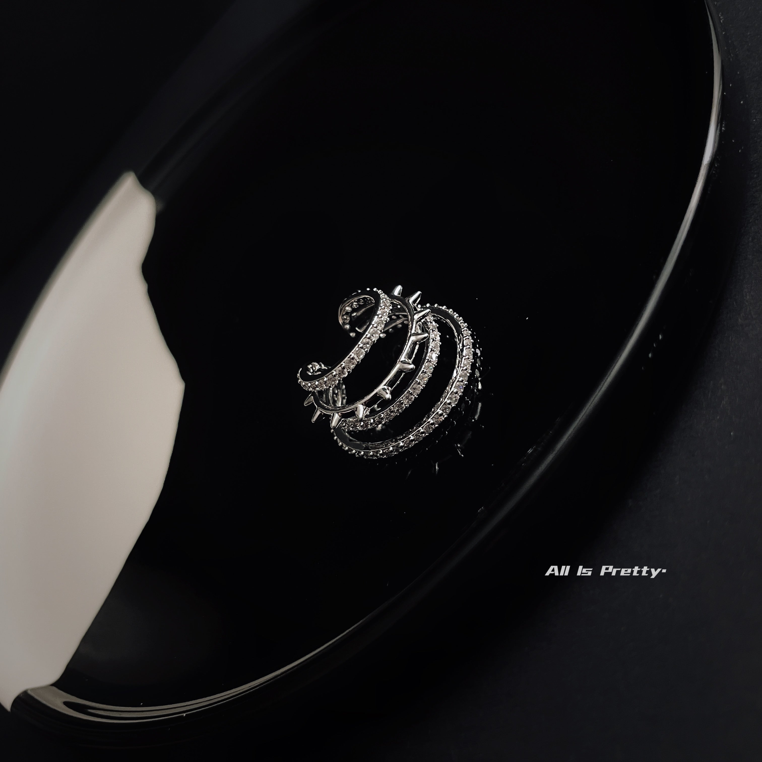 Layered stars crystal cuff earring(single)