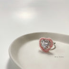 woolen wrapped heart crystal openr ring
