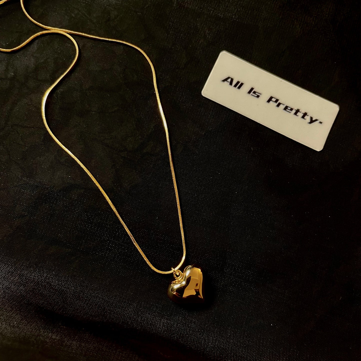 Yellow gold plated heart pendant necklace