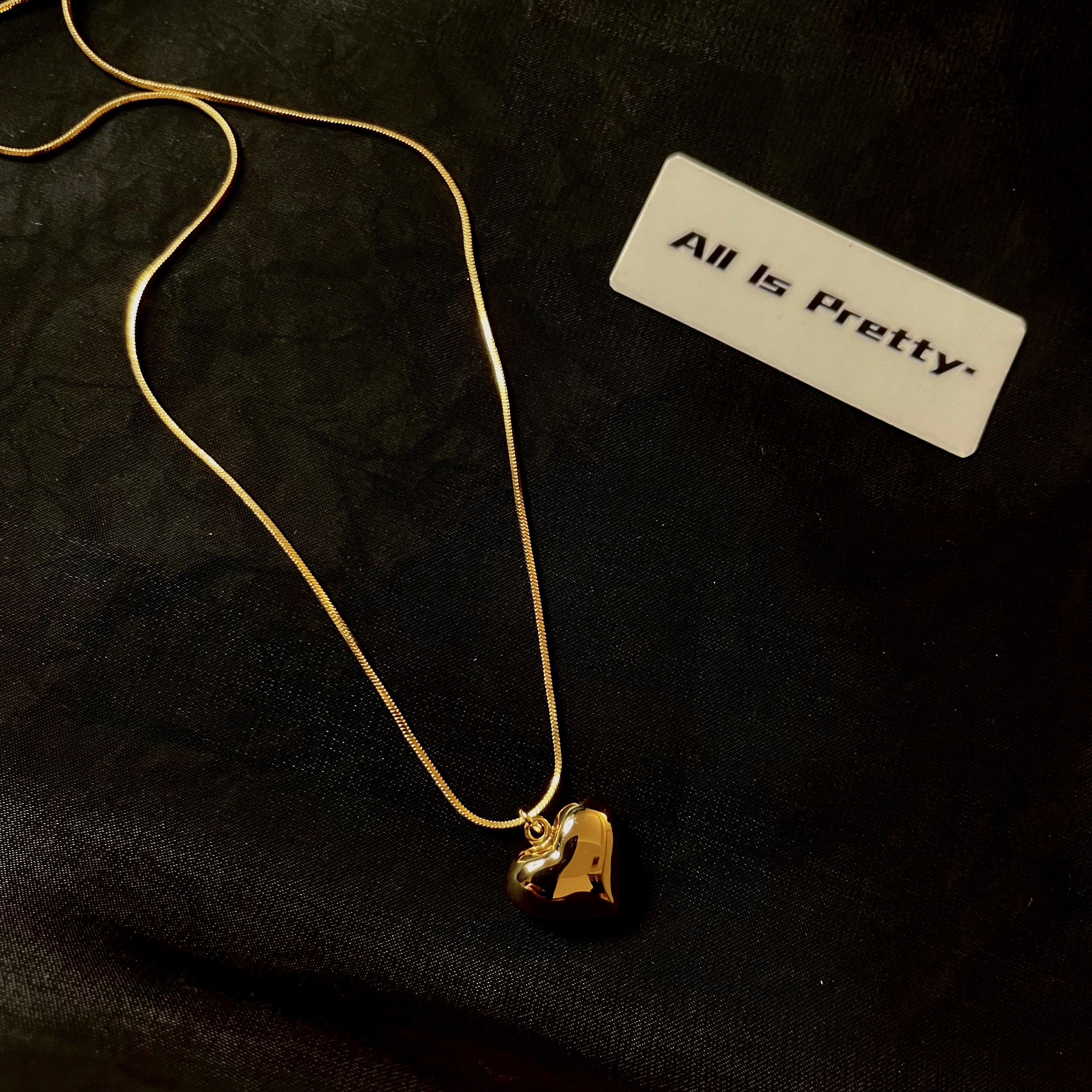 Yellow gold plated heart pendant necklace