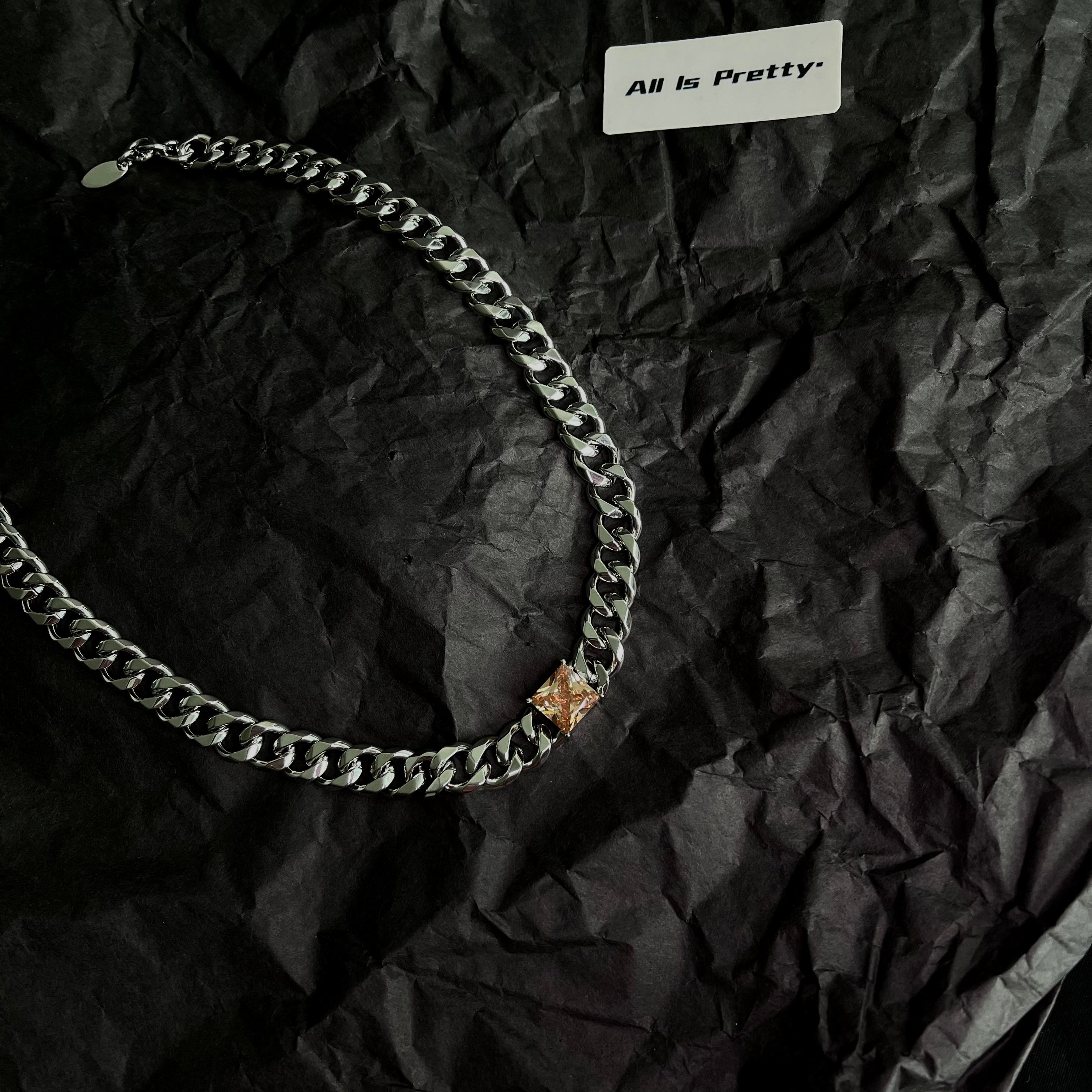 Designer Yellow Diamond Curb Chain Necklace