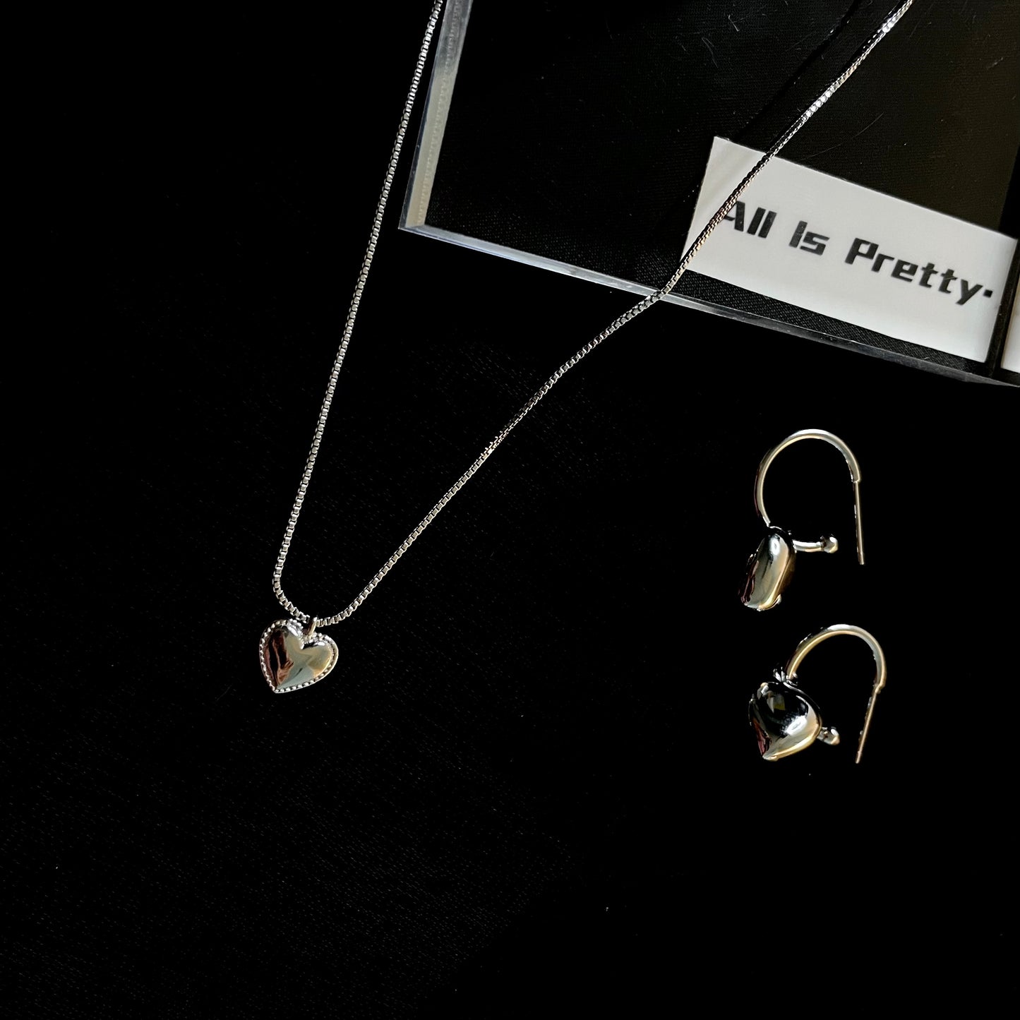 cute silver heart pendant necklace