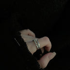 Zirconia chain gold plated ring