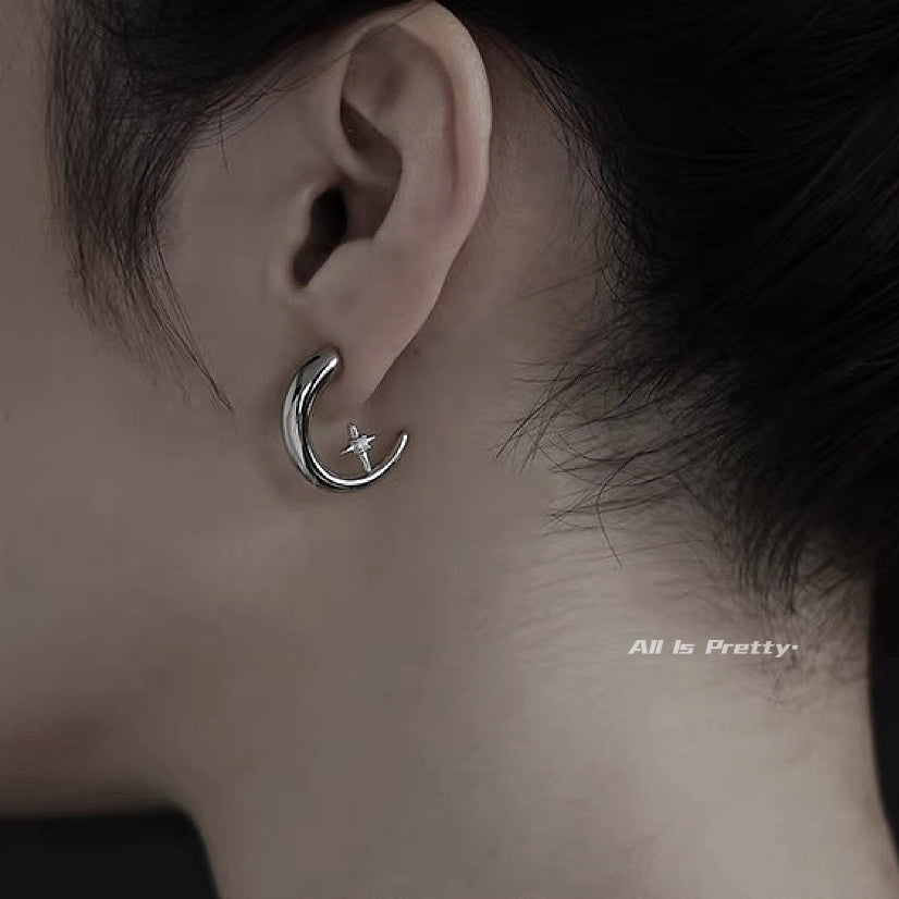 Moon star hoop earrings