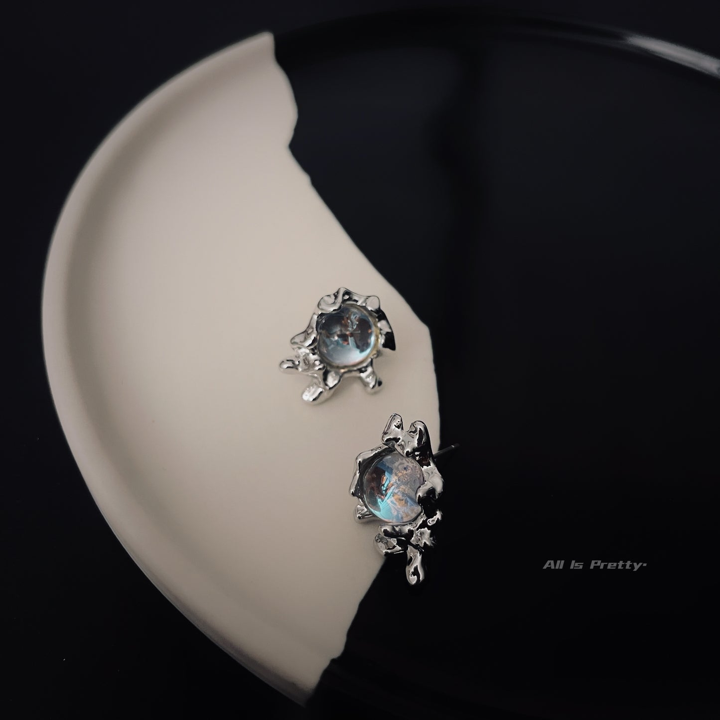 Moonstone lava studded earrings