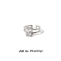 Square Crystal Plated Gold Ring