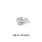 Square Crystal Plated Gold Ring