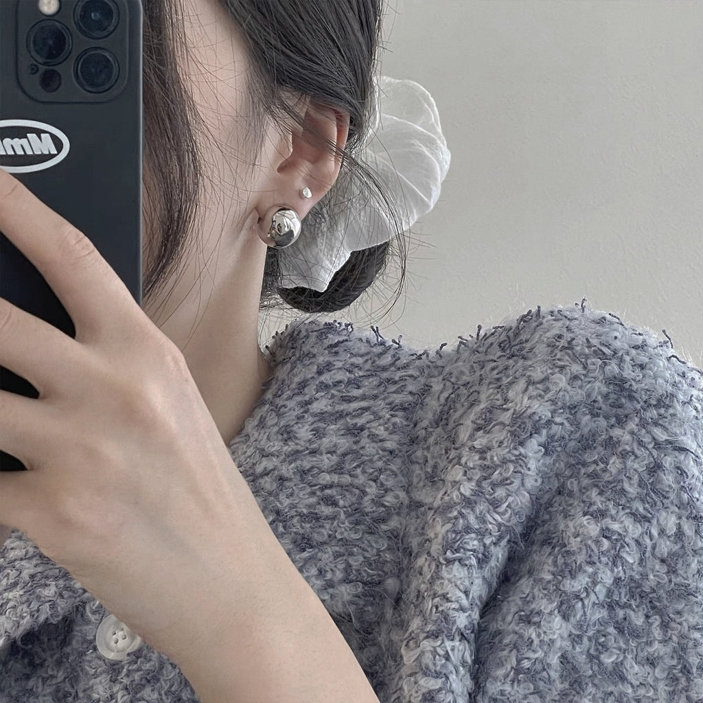 Metal ball hoop earrings