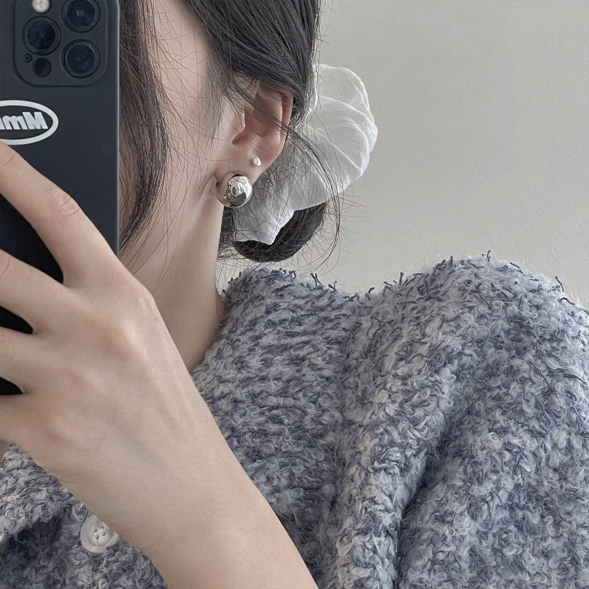 Metal ball hoop earrings