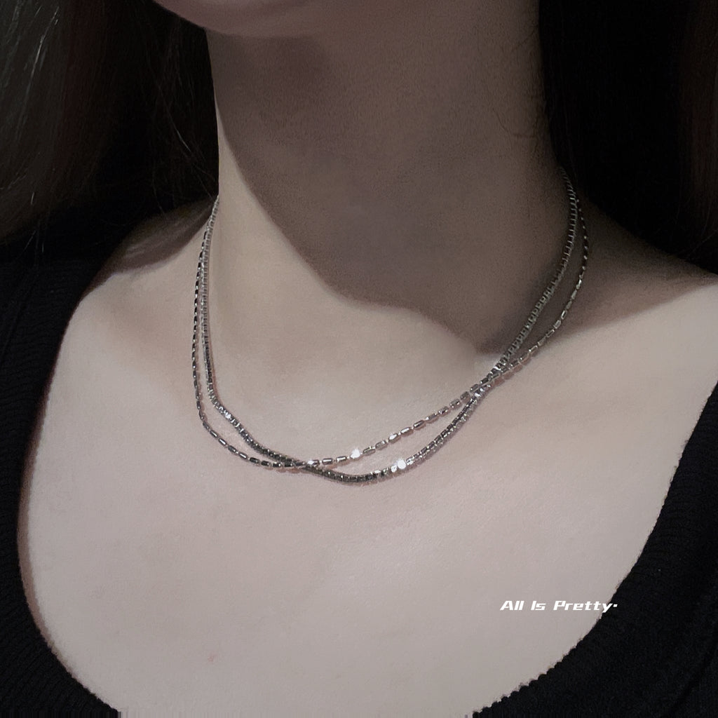 Zirconia & Gold Dual-Layer Necklace