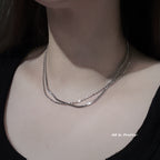 Zirconia & Gold Dual-Layer Necklace