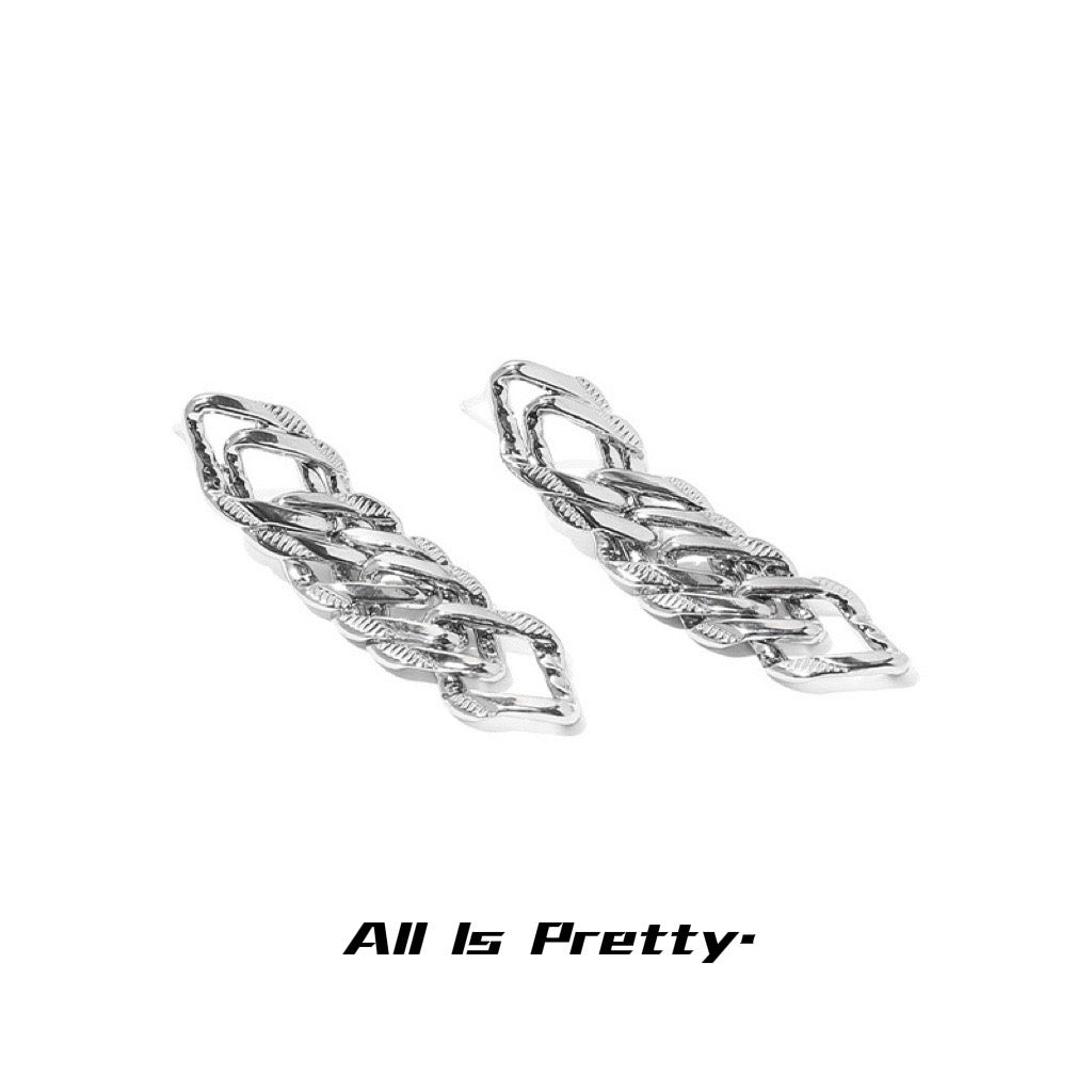 Geometry chain drop earrings