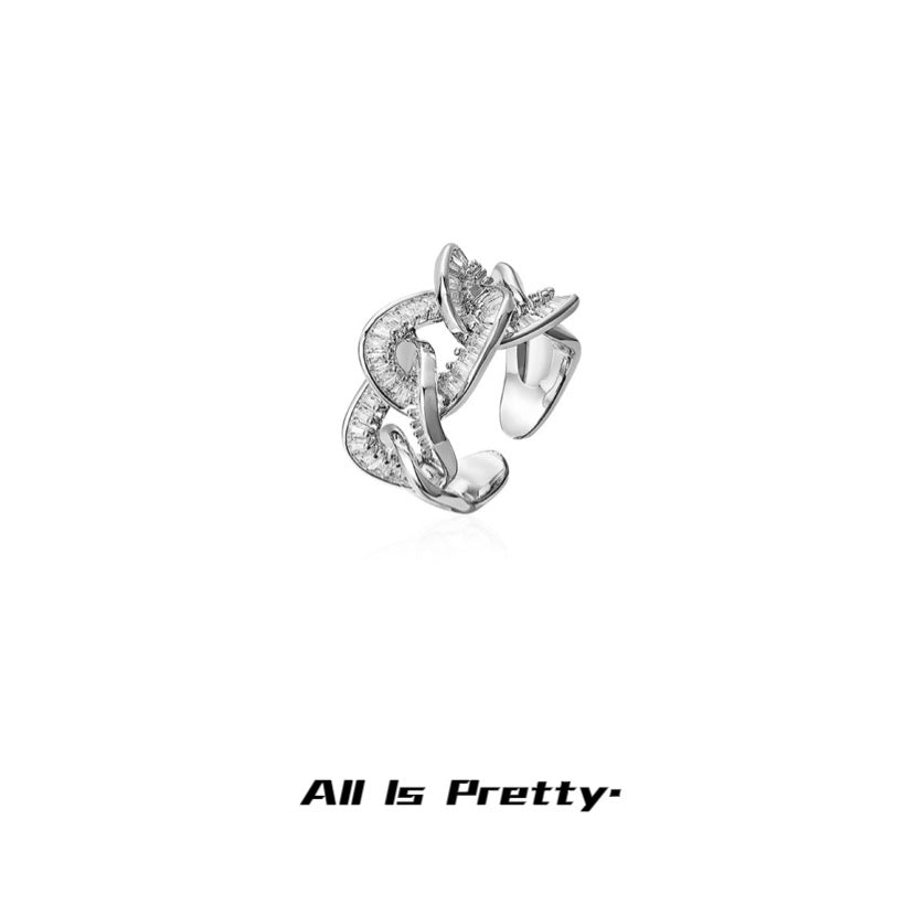Chunky chain crystal ring