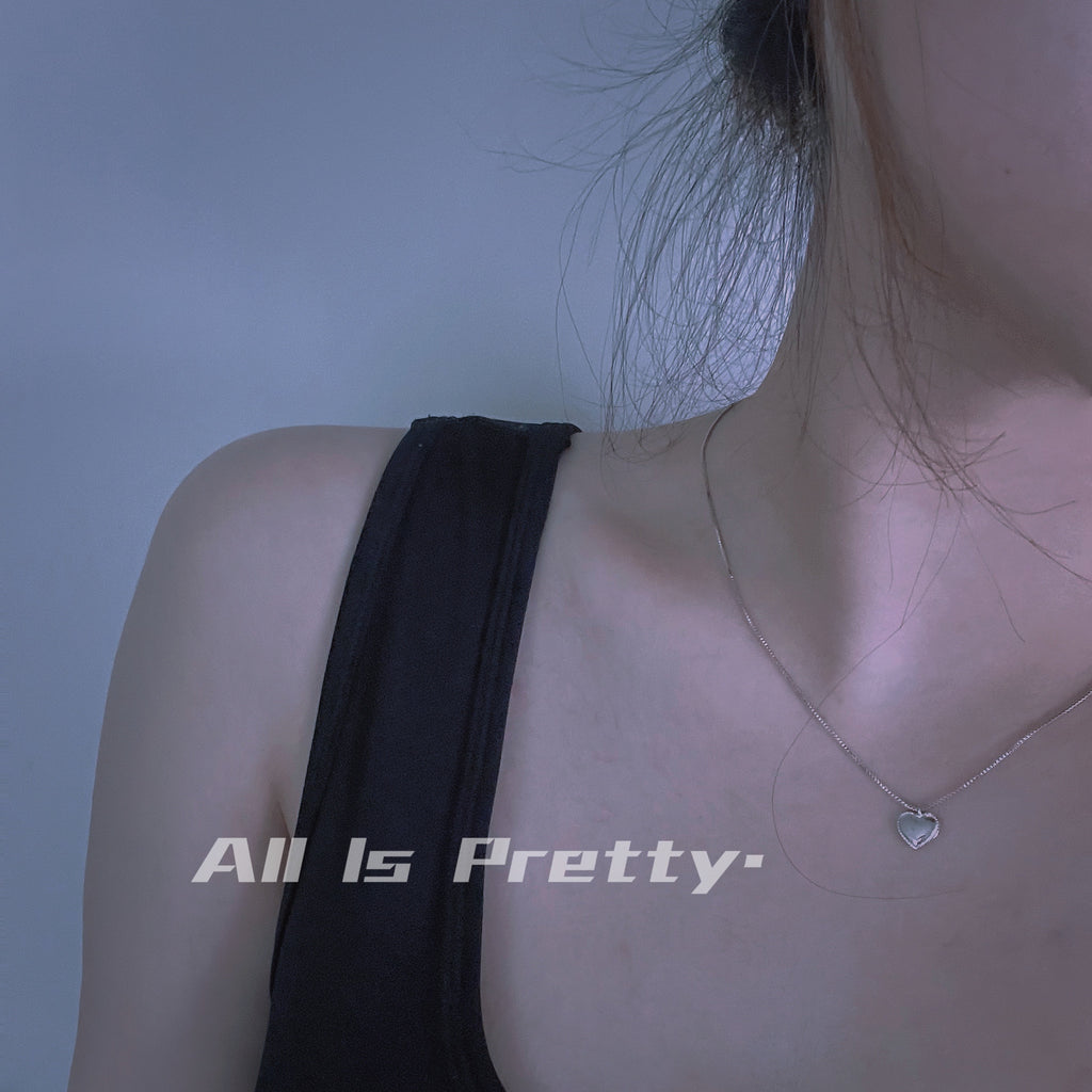 cute silver heart pendant necklace
