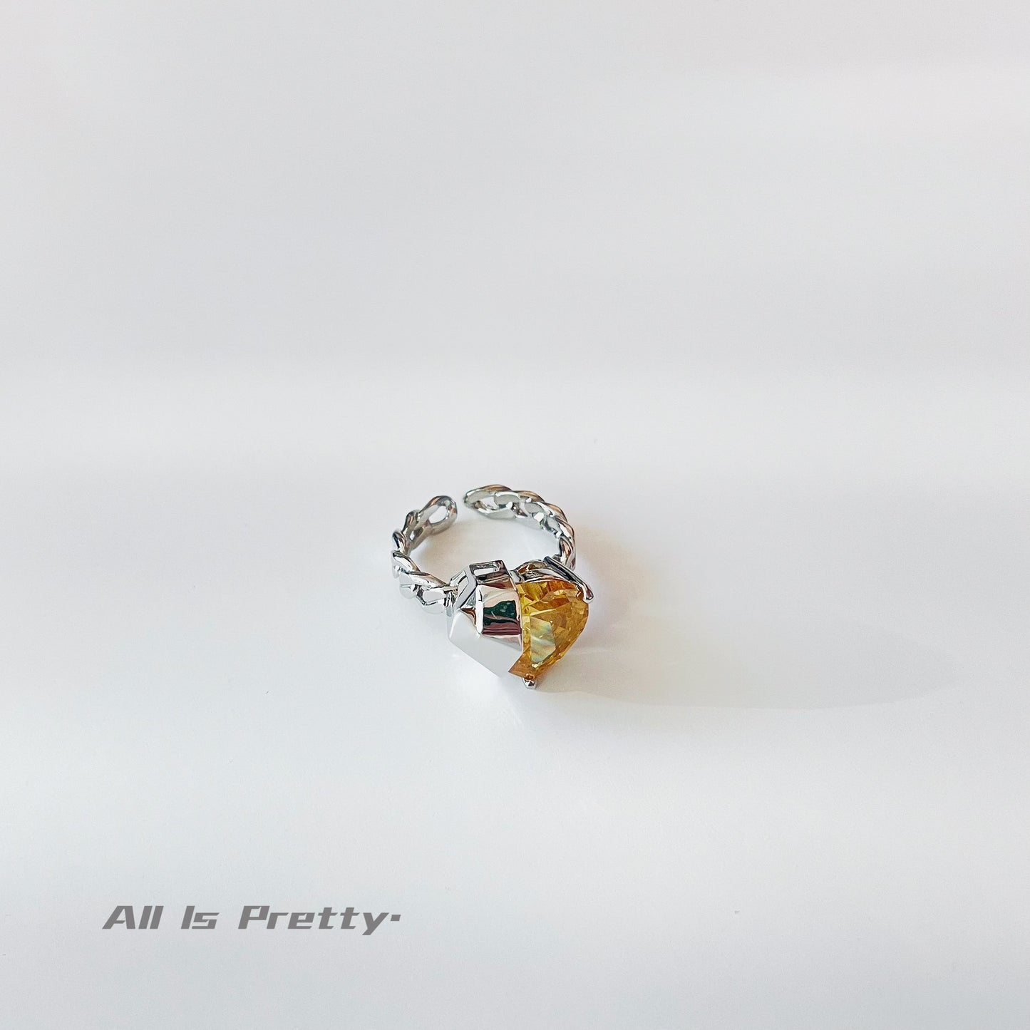 Yellow diamond heart ring