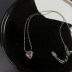 Purple heart pendant gold plated necklace