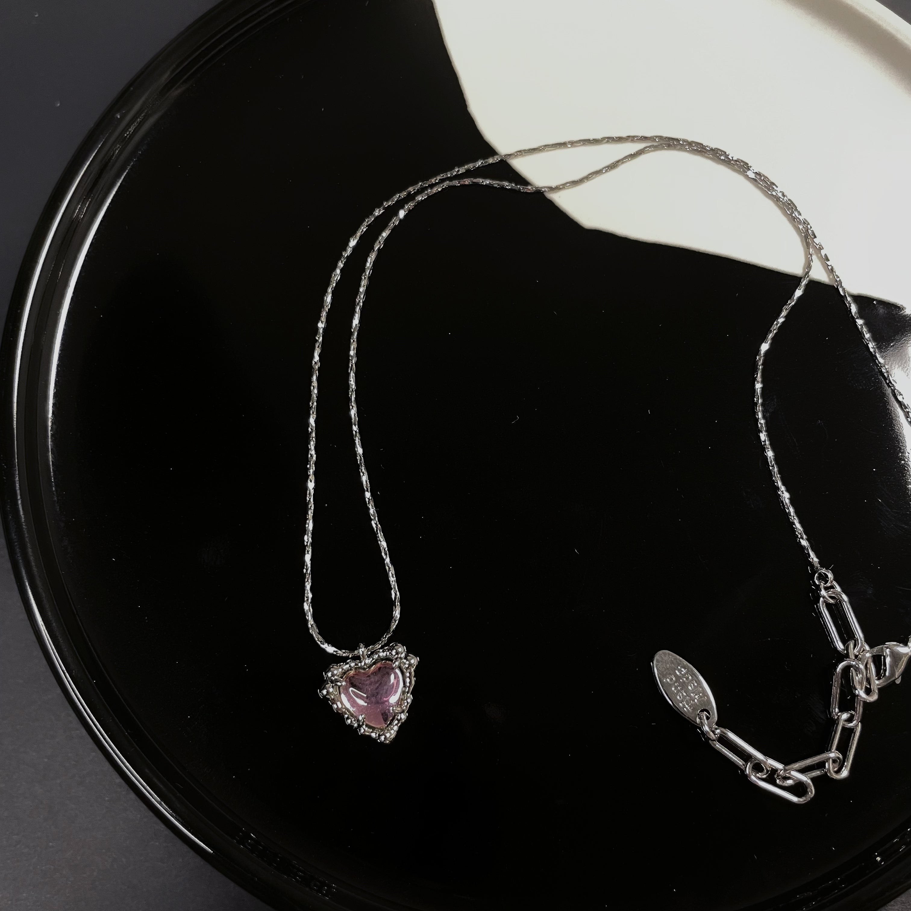 Purple heart pendant gold plated necklace