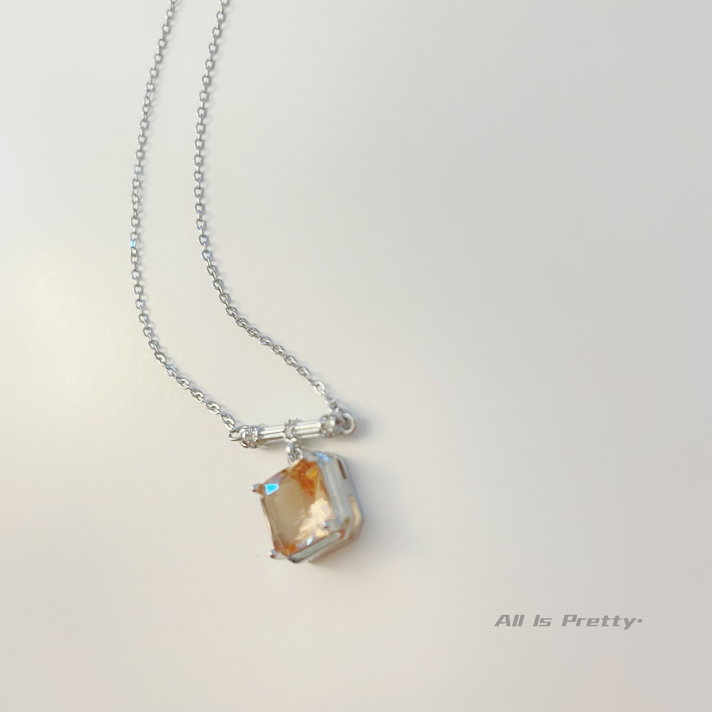 Crystal cube pendant necklace