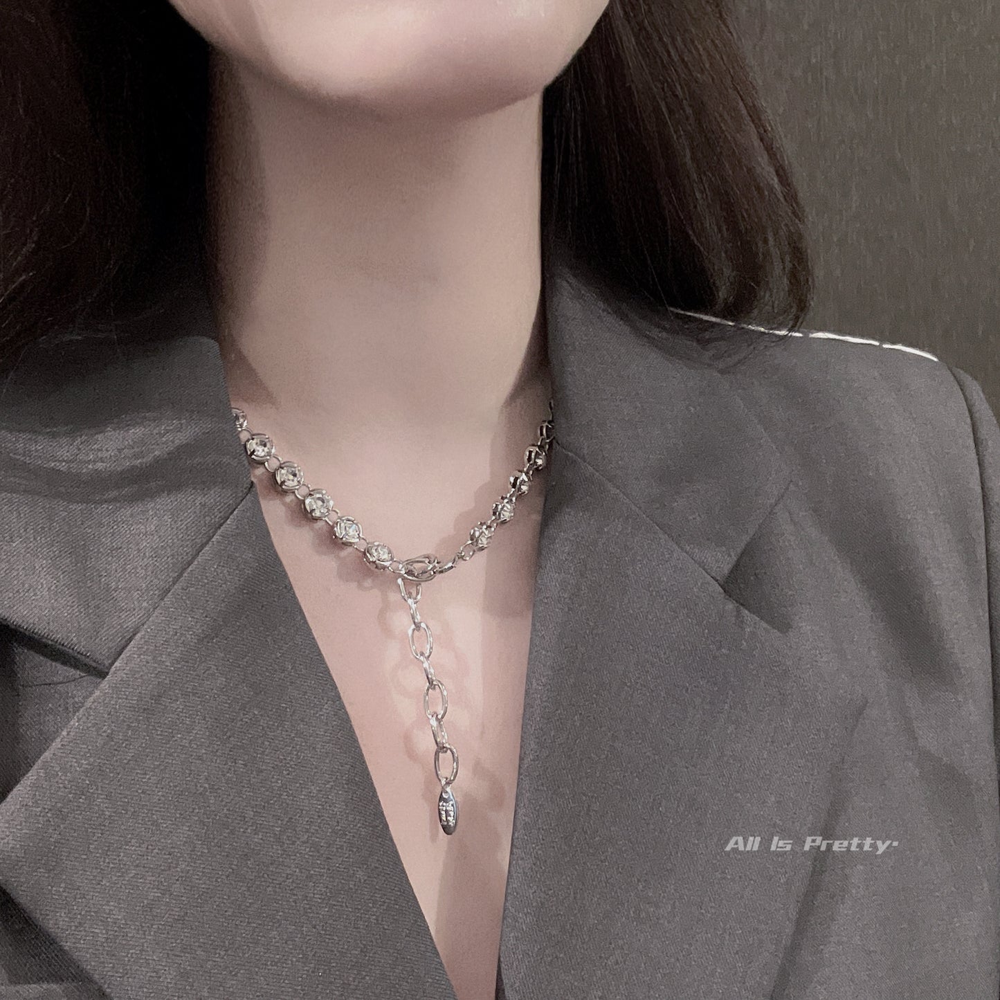 Glamour Tennis Crystal Gold-Plated Necklace