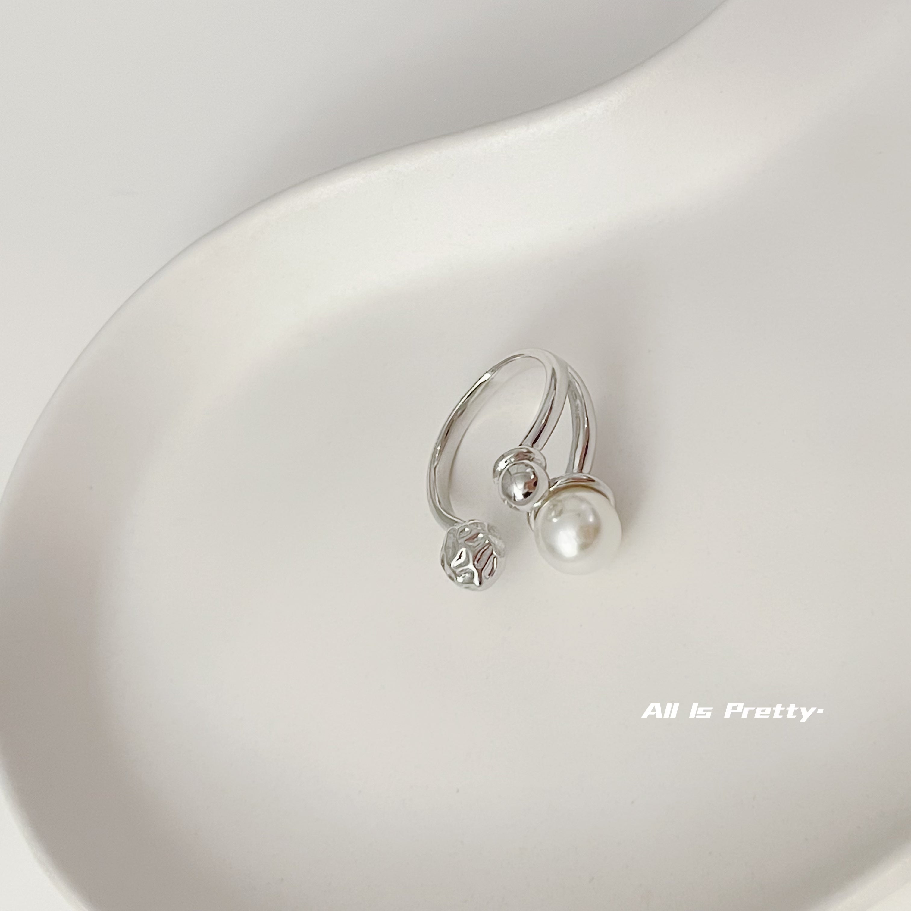 Handmade pearl top open ring