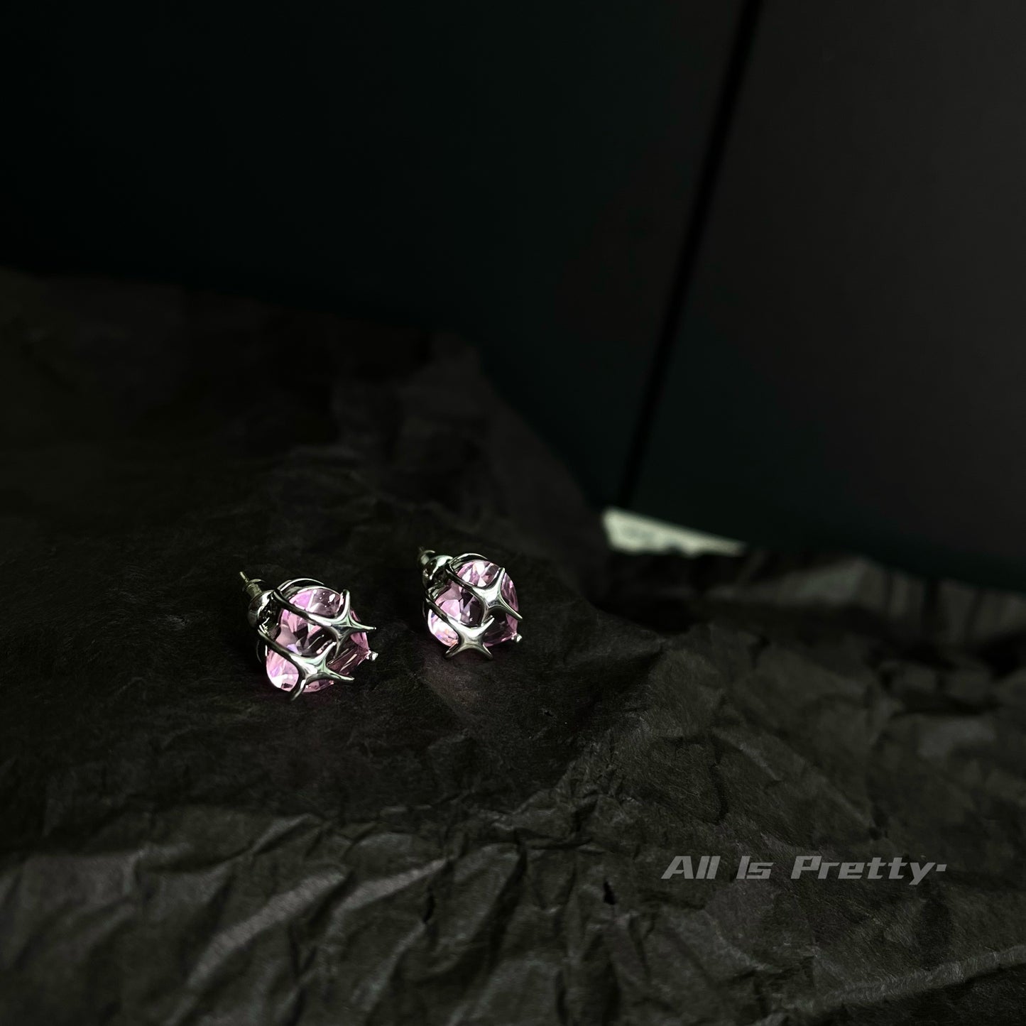 Pink diamonds studded earrings