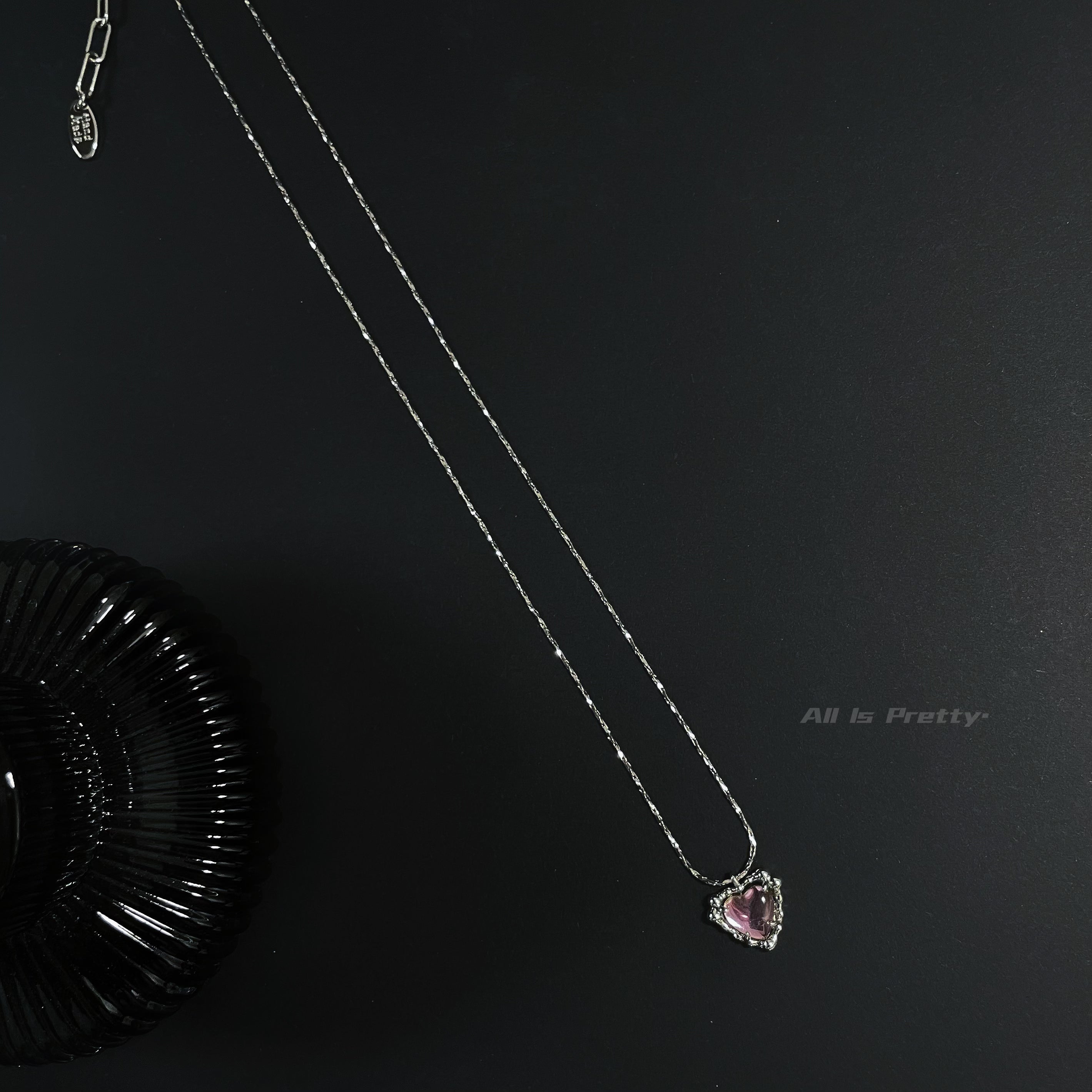 Purple heart pendant gold plated necklace