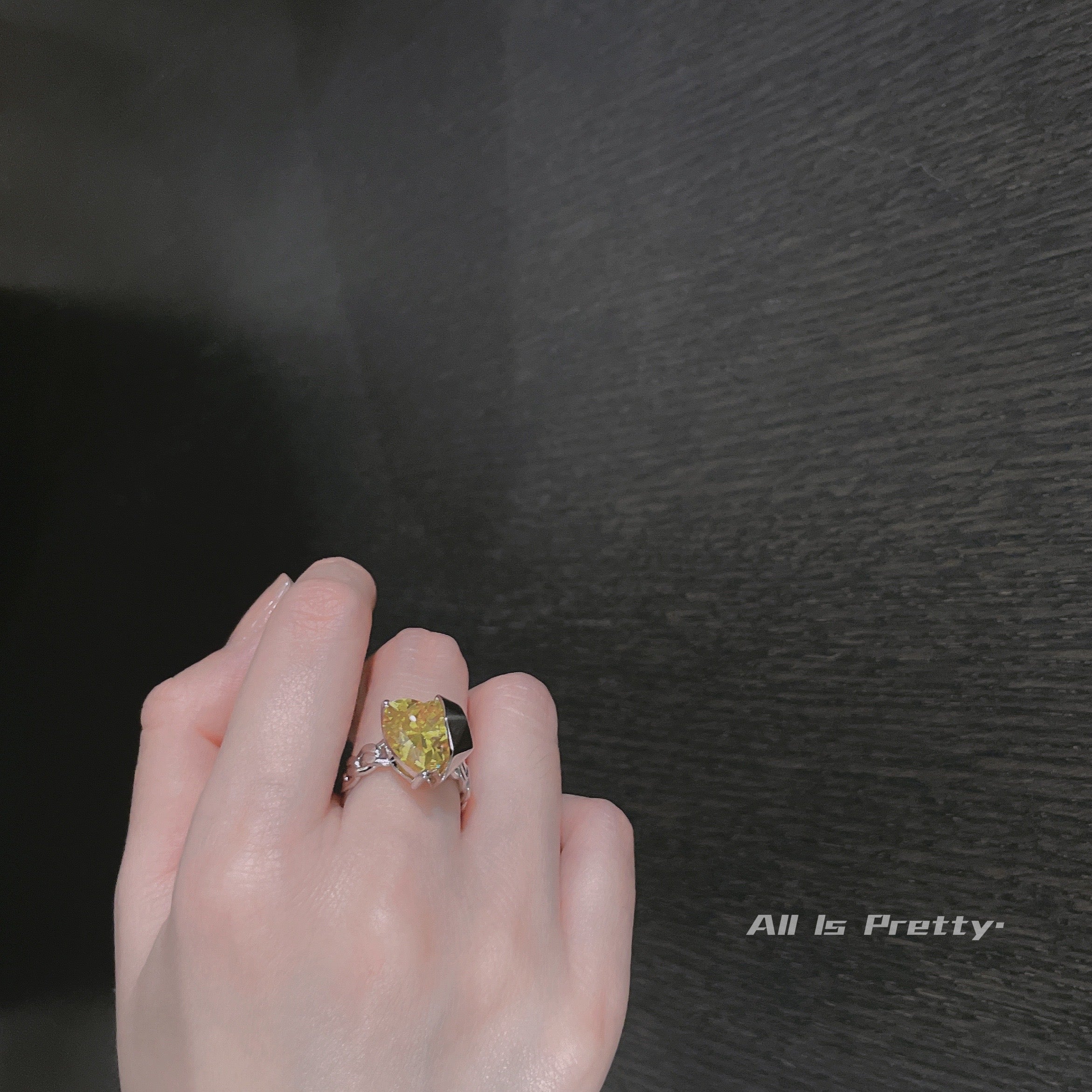 Yellow diamond heart ring