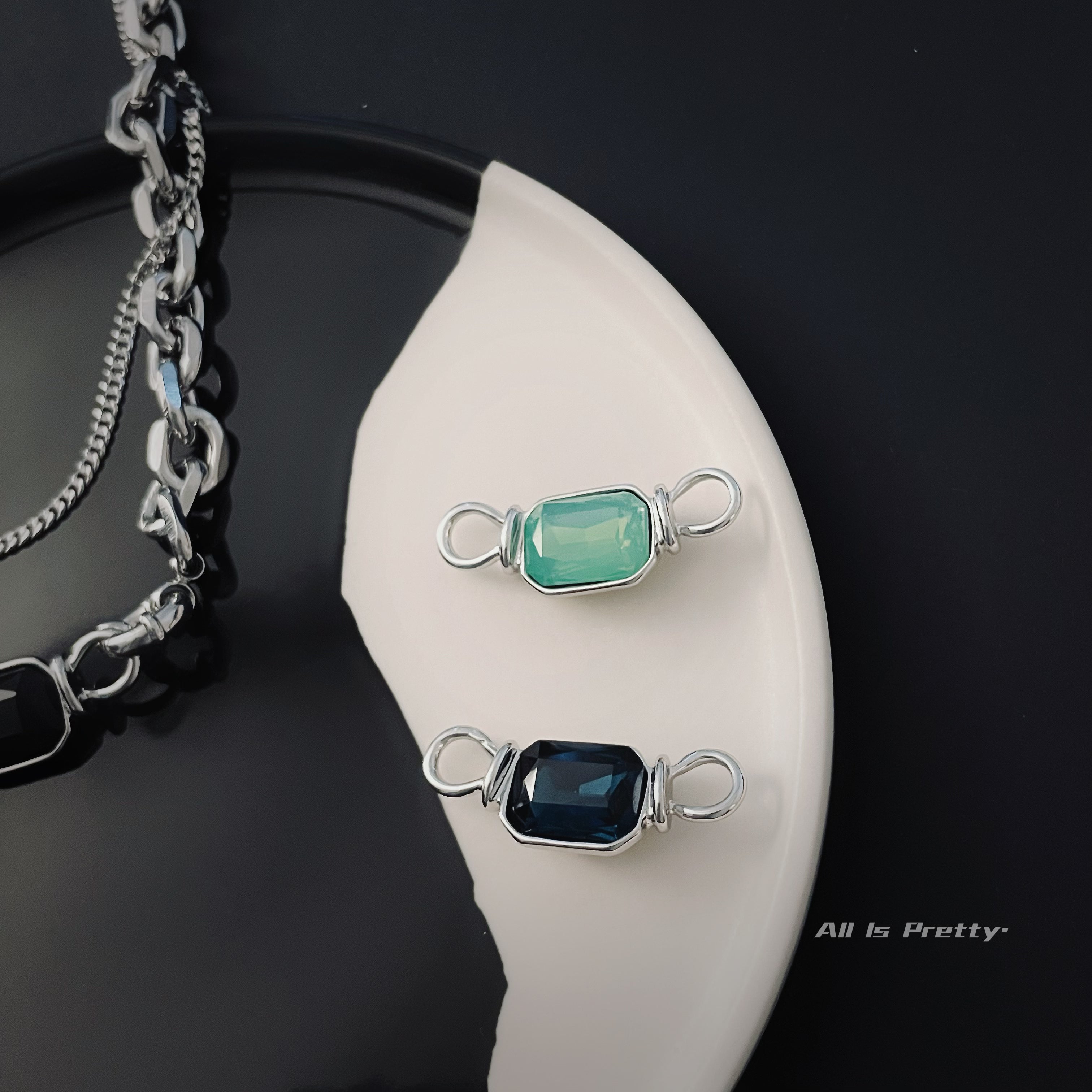 Gold-Plated Necklace with Removable Colorful Zirconia Pendants