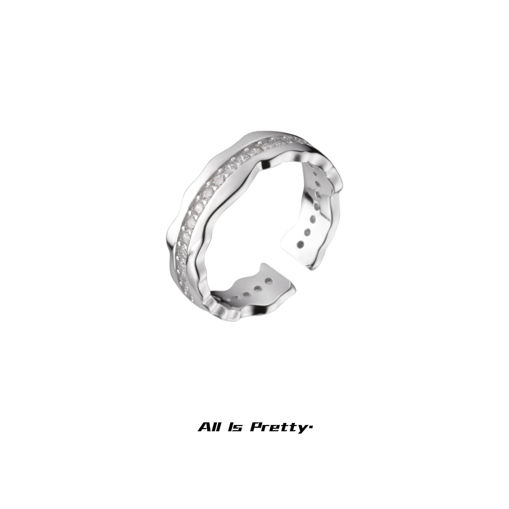 Wave sterling silver band ring