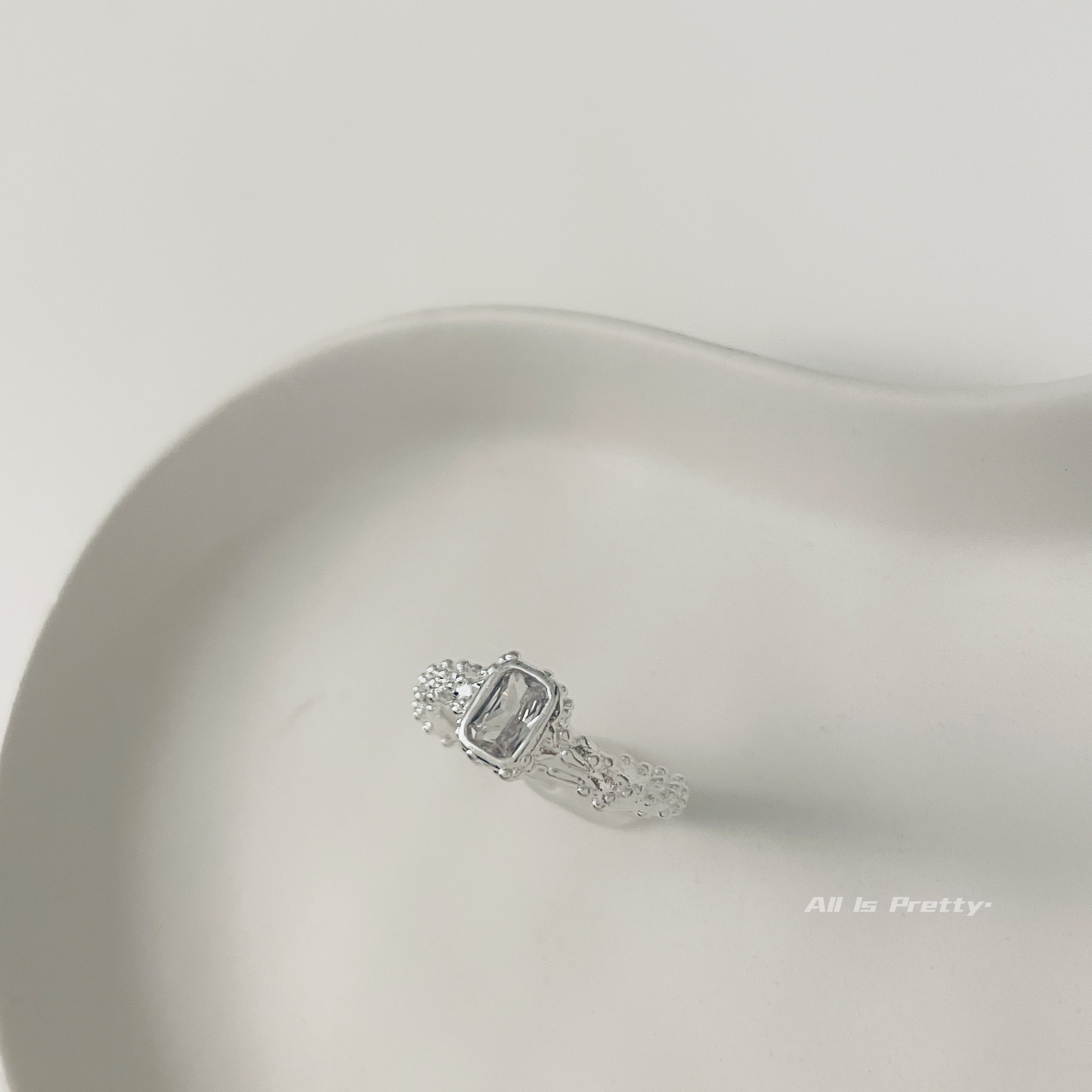 Ice textured open ring