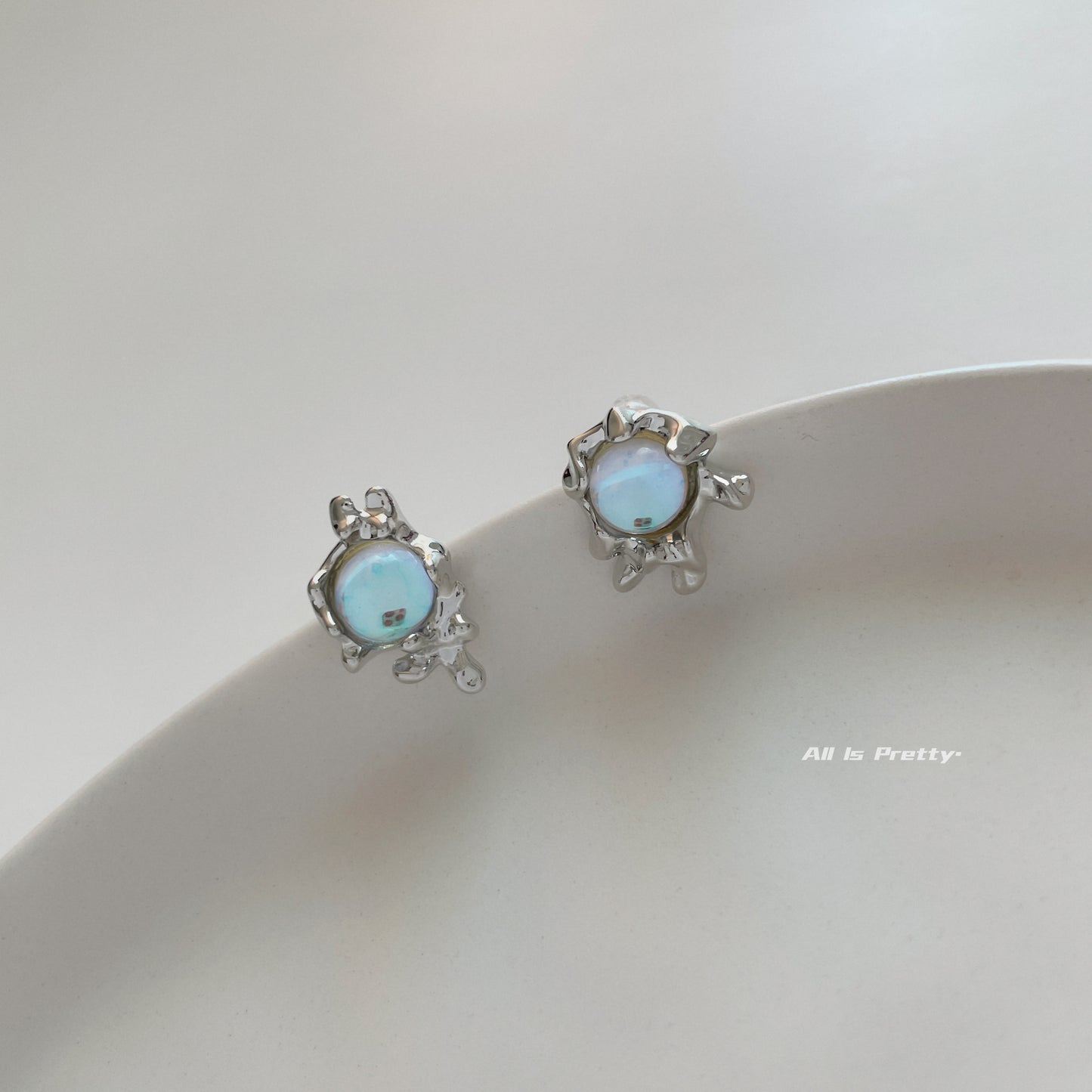 Moonstone lava studded earrings