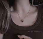 Yellow gold plated heart pendant necklace
