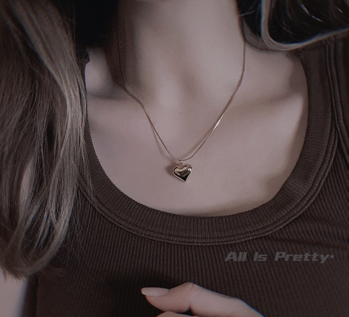 Yellow gold plated heart pendant necklace