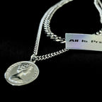 Double layered curb chain necklace with pendant