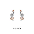Champagne heart stud earrings