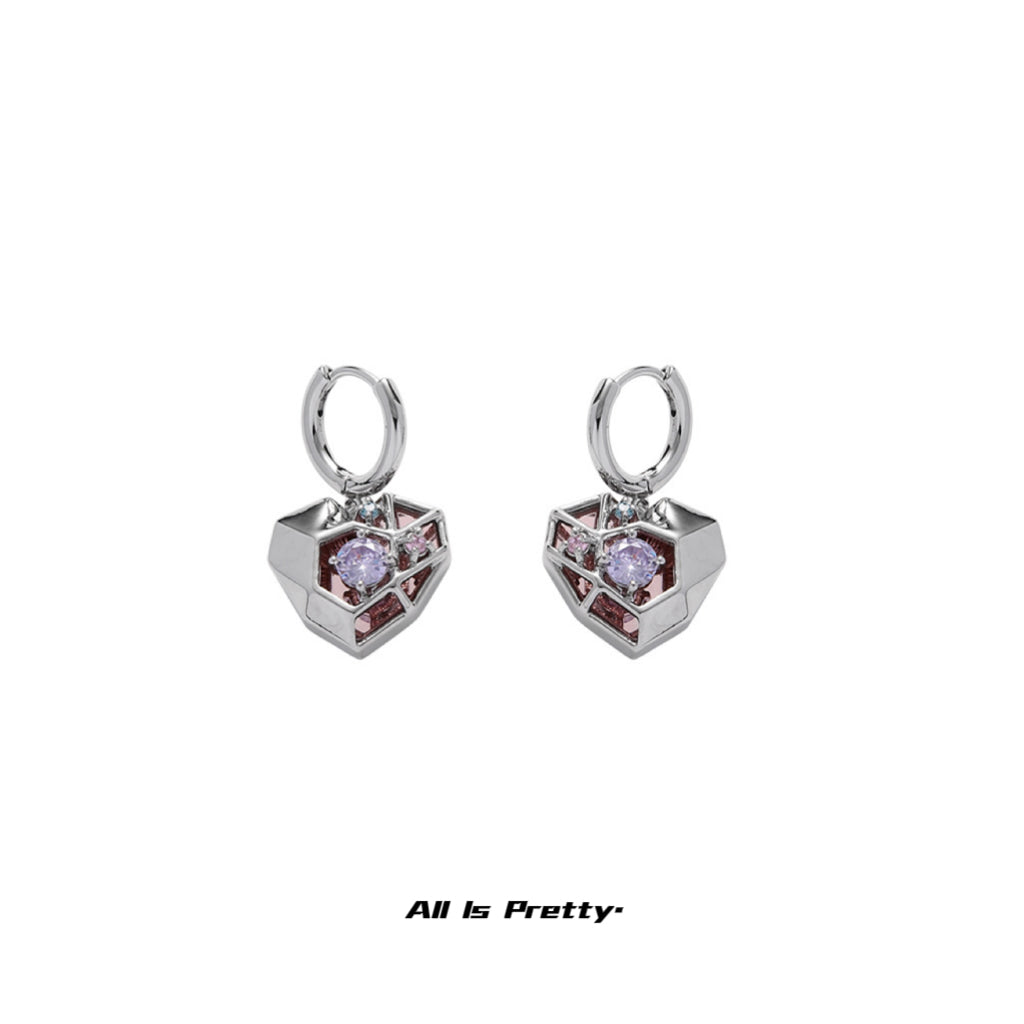 Geometry mirror heart earrings