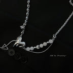 Bold Heart & Stone Link Chain Necklace