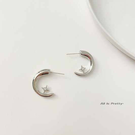 Moon star hoop earrings