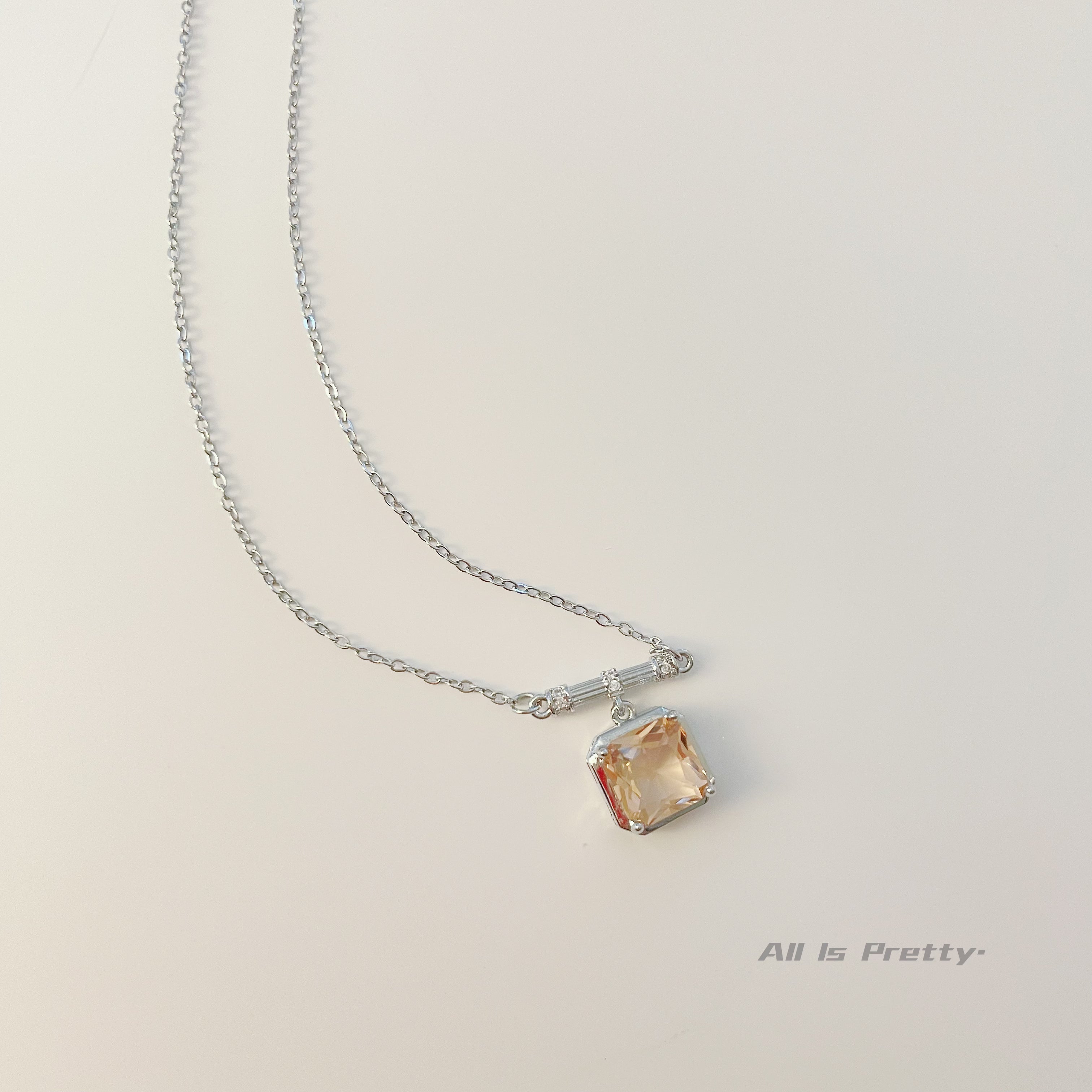Crystal cube pendant necklace